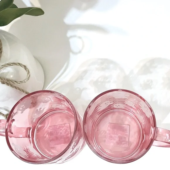 💕👻 Set of 2 Pink Glass Ghost Mugs - Picture 2 of 5
